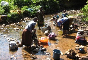 Laundry in the River Near Mt. Mulanje